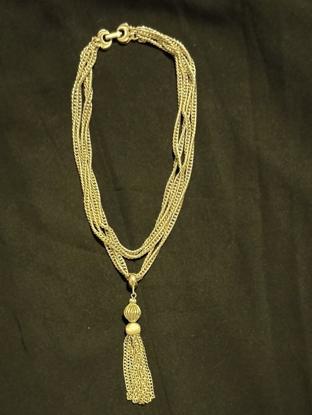 Gold Multi-Strand Tassel Pendant Necklace - Women Jewelry